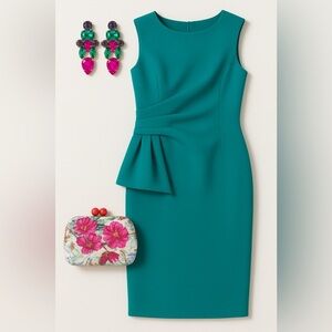 Elegant Teal Sleeveless bodycon Dress 6 ptp 19” l 40”